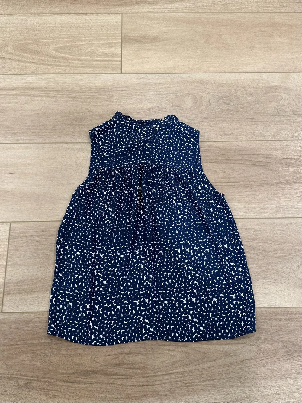J. Crew XS Sleeveless Button-Front Ruffle Neck Popover Top In Navy Floral